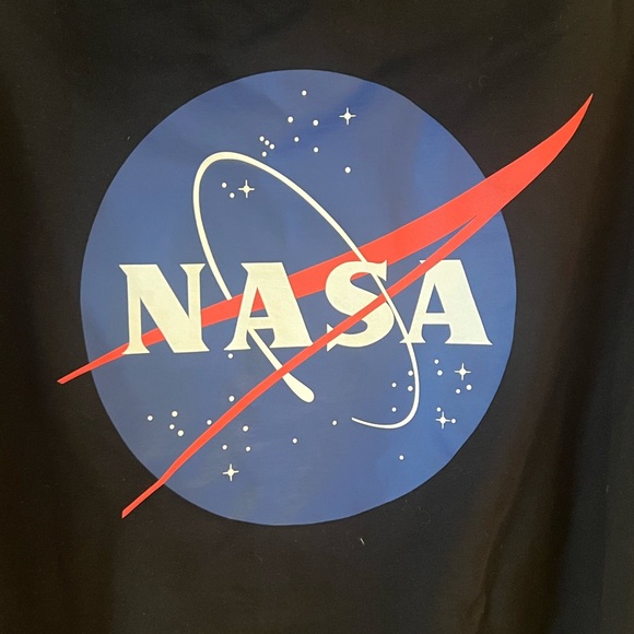 H&M NASA Black Hoodie | Blue and Red Logo | Size L | Great Condition | Frayed - Picture 5 of 12